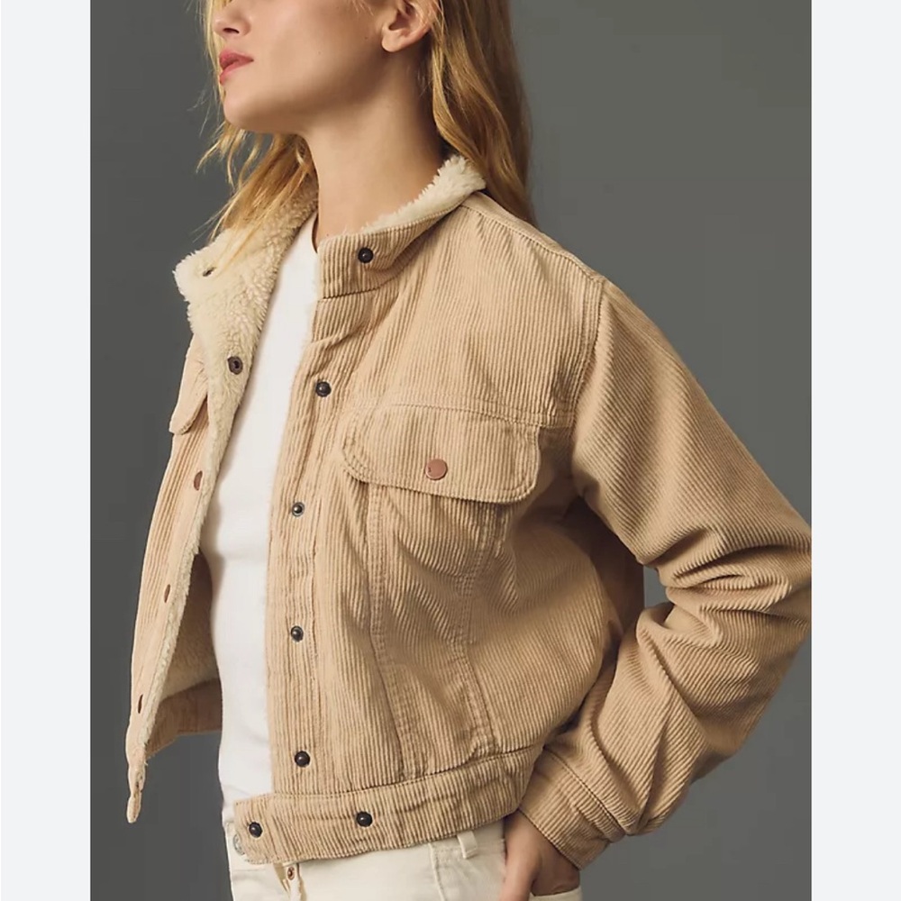New! Pilcro Shrunken Corduroy Trucker Sherpa‎ Jacket Size XS